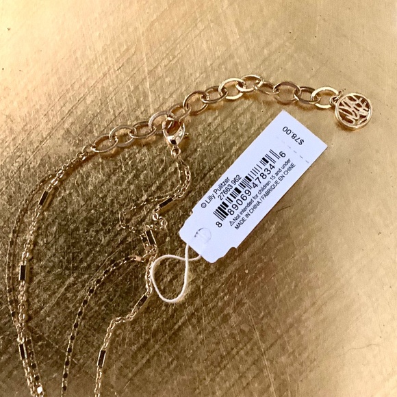 Lilly Pulitzer NECKLACE Gold Seascape Starfish Layered Chain CRYSTAL Charm NWT - Picture 9 of 14